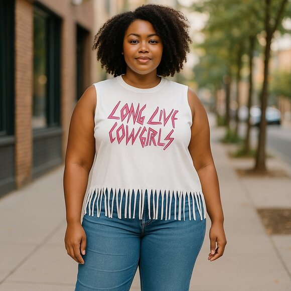 Long Live Cowgirls Fringe Muscle Tank - Picture 1 of 5